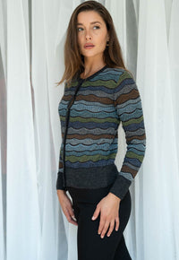 Transfers Multi Color Cardigan Charbon